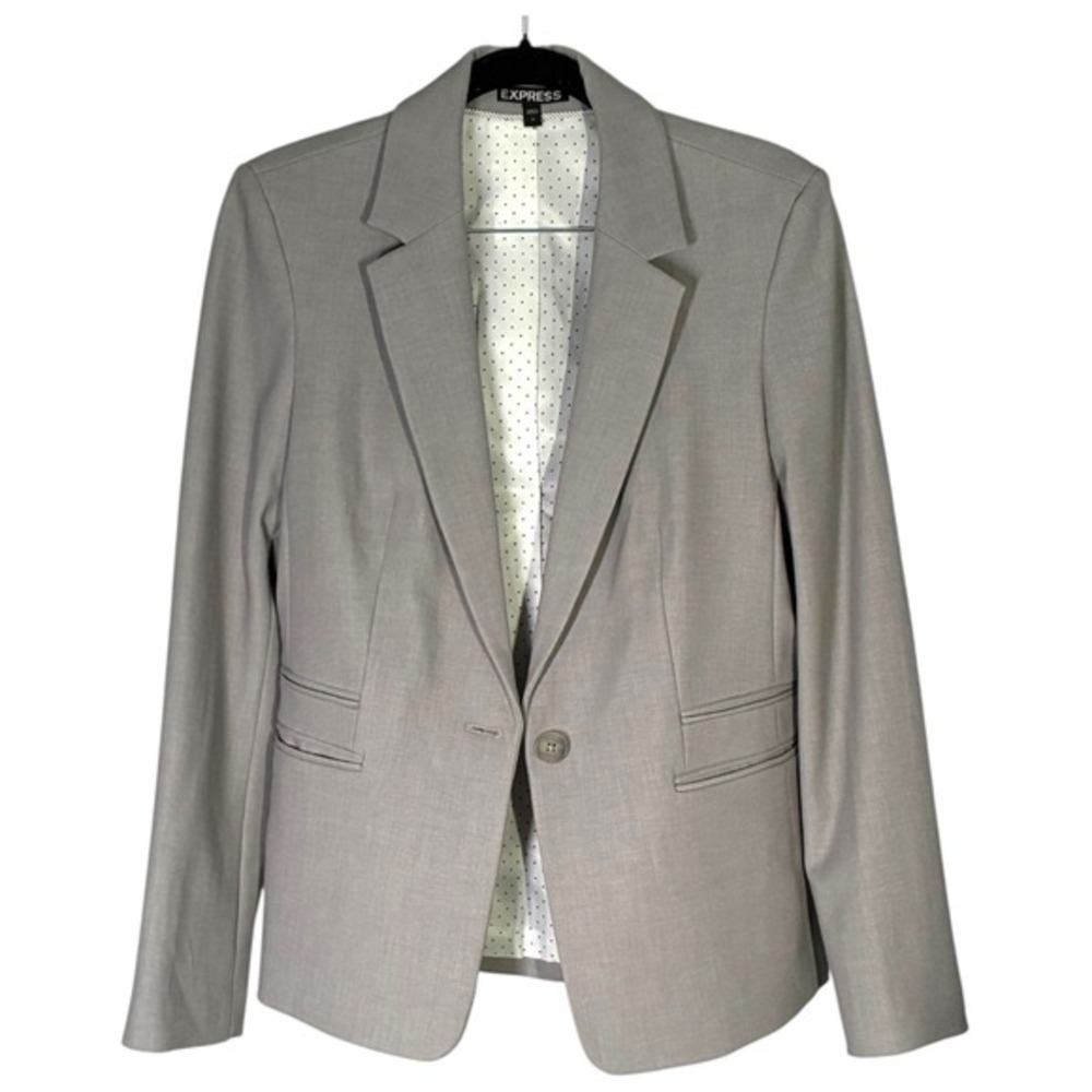Express Gray Single Button Blazer Jacket Size 8 T… - image 1